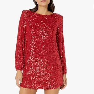 Steve Madden Women Delorean Dress Red Sequin Large NWT